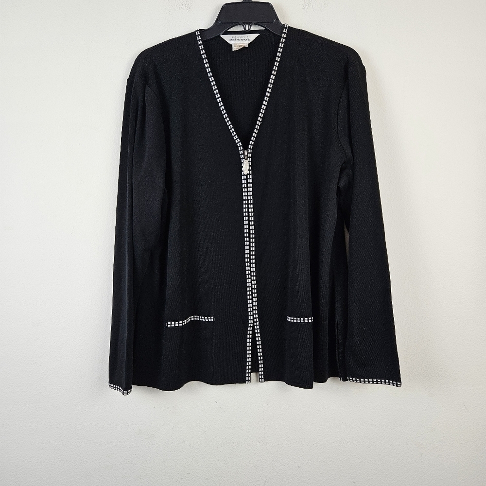 Exclusively Misook Black Cardigan Size Medium Office Career Work Ready